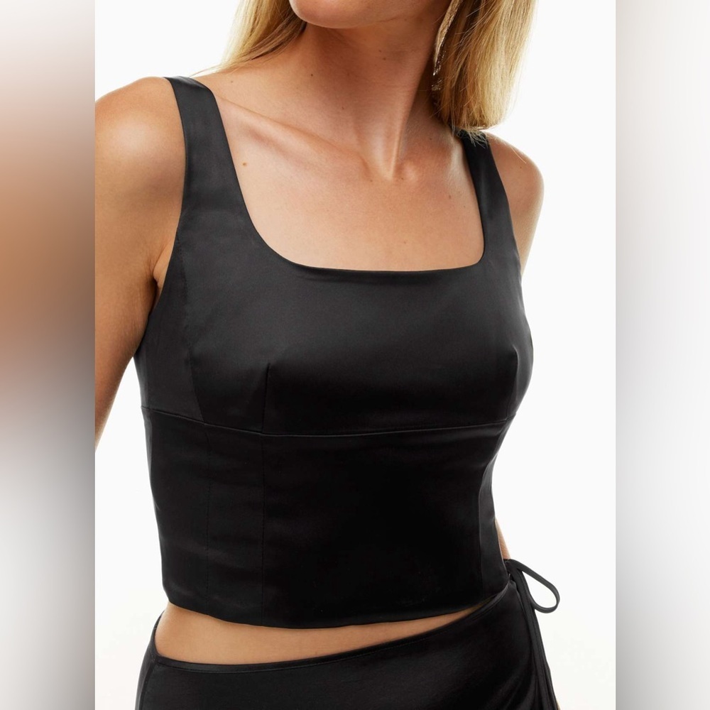 Aritzia Wilfred Shine Satin Bustier in Black – Size Small – Gently Worn